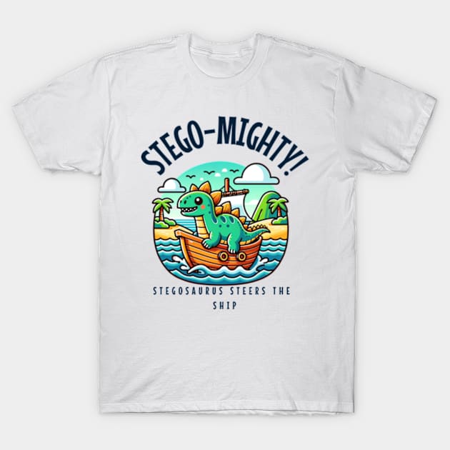 Stego-mighty: Stegosaurus Steers the Ship T-Shirt by OurCelo